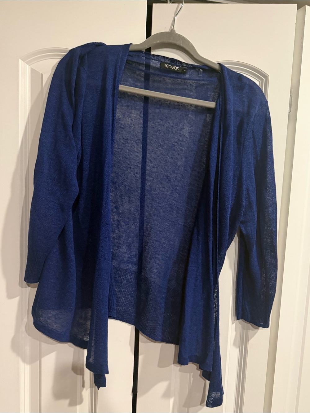 Nic+Zoe Open-Front Lightweight Cardigan - Royal Blue 4 way